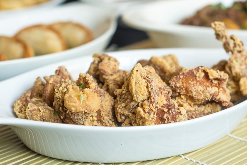 Signature crispy chicken close-up shot