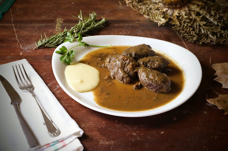 Creamy Mashed Potatoes with brown gravy